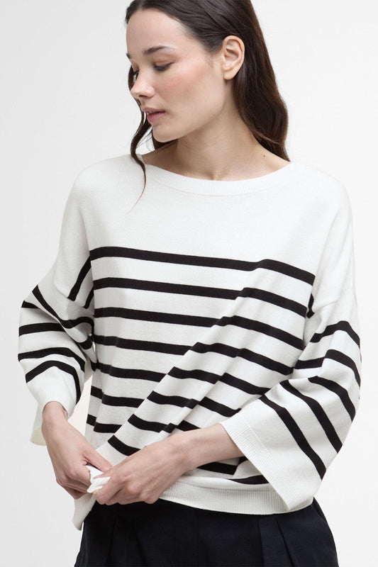 Renfew Crew Neck Jumper - CLOUD/BLACK STRIPE