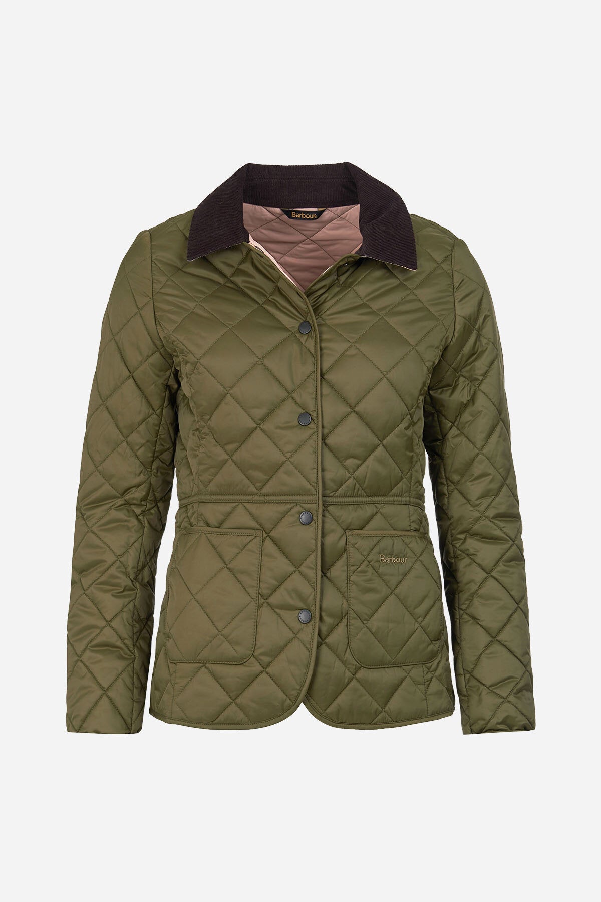 Deveron Quilted Jacket - OLIVE/PALE PINK