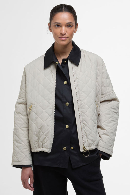 Emlyn Quilted Bomber Jacket - LIGHT SAND/ANCIENT