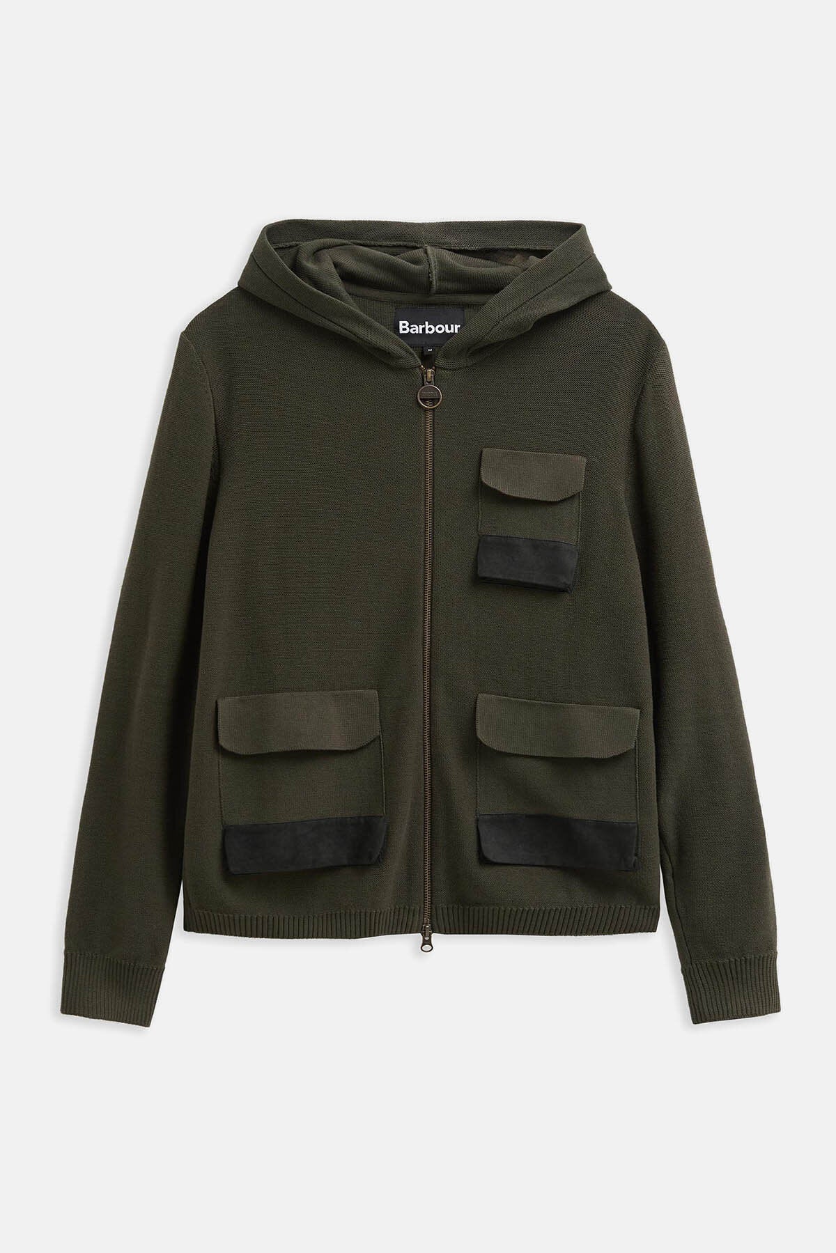 Multi-Pocket Knitted Hoodie - DARK OLIVE