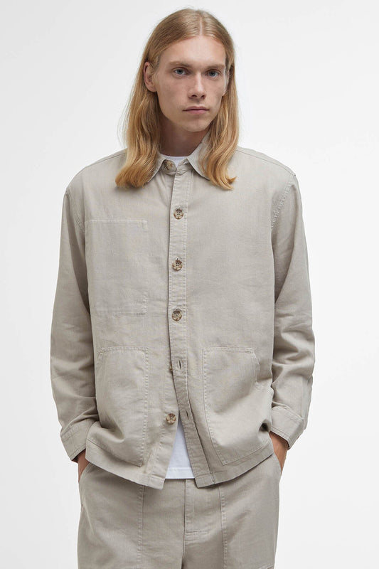 Natural Linen-Blend Overshirt - MIST