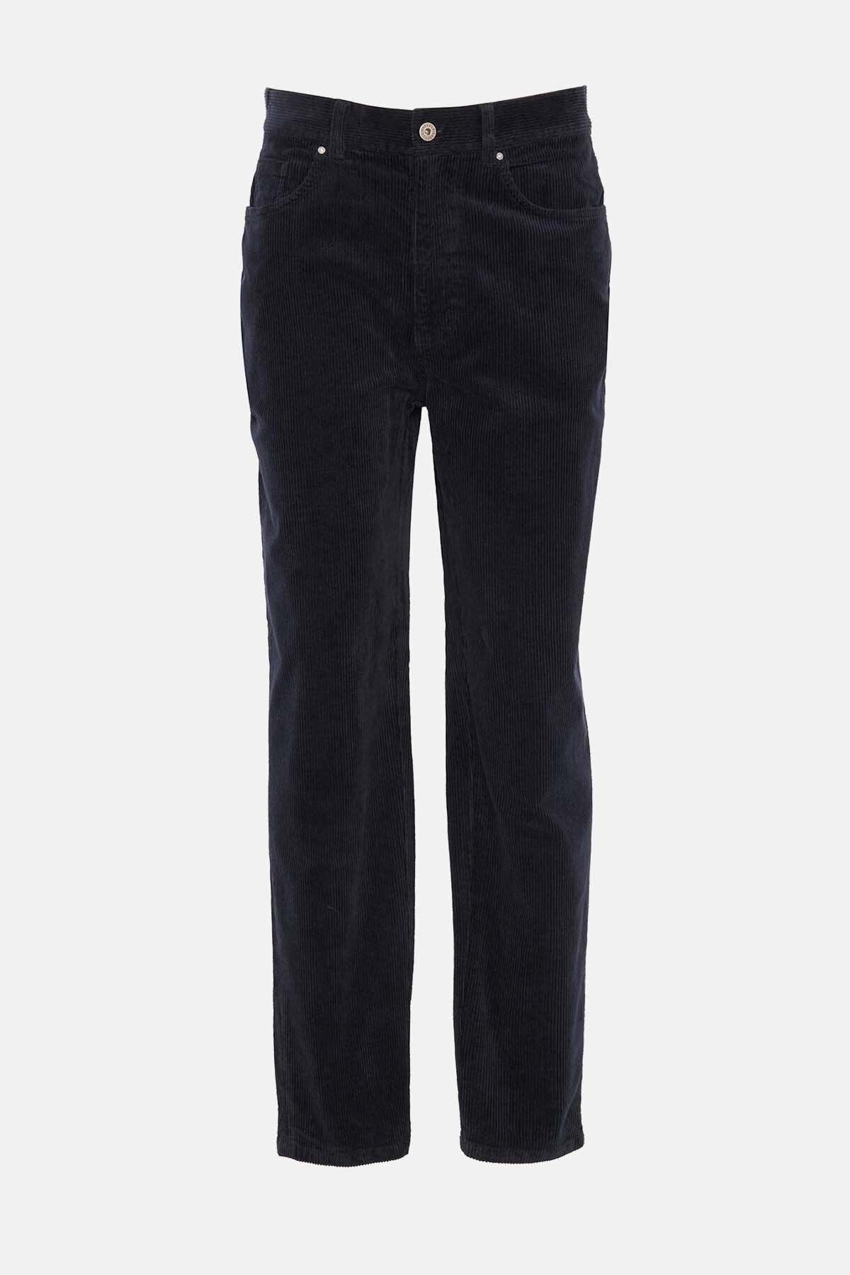 Stretch Cord Regular Trousers - NAVY