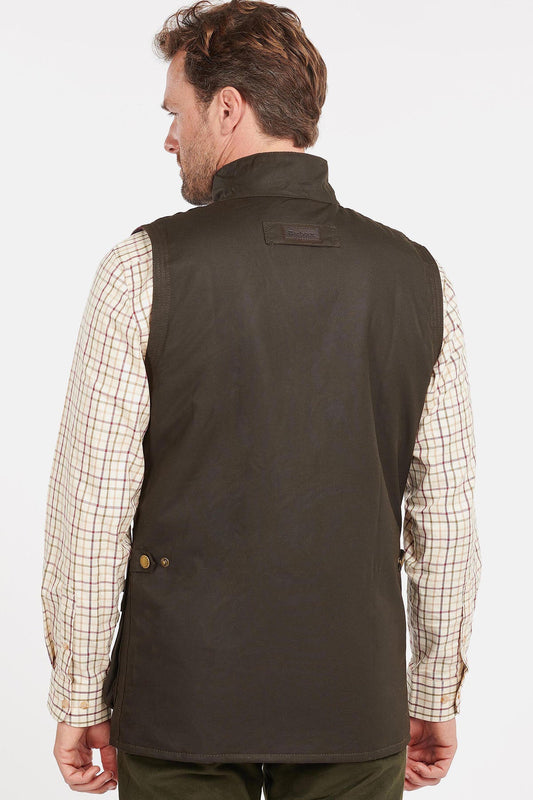 Waxed Cotton Gilet - OLIVE