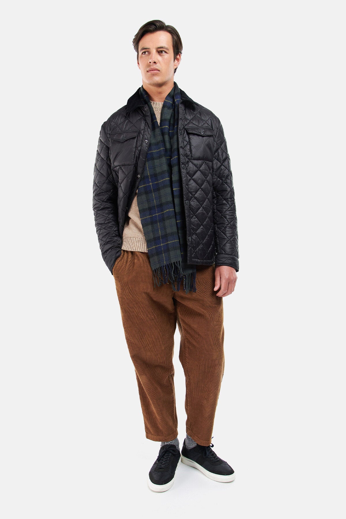 Tartan Lambswool Scarf - OLIVE NIGHT