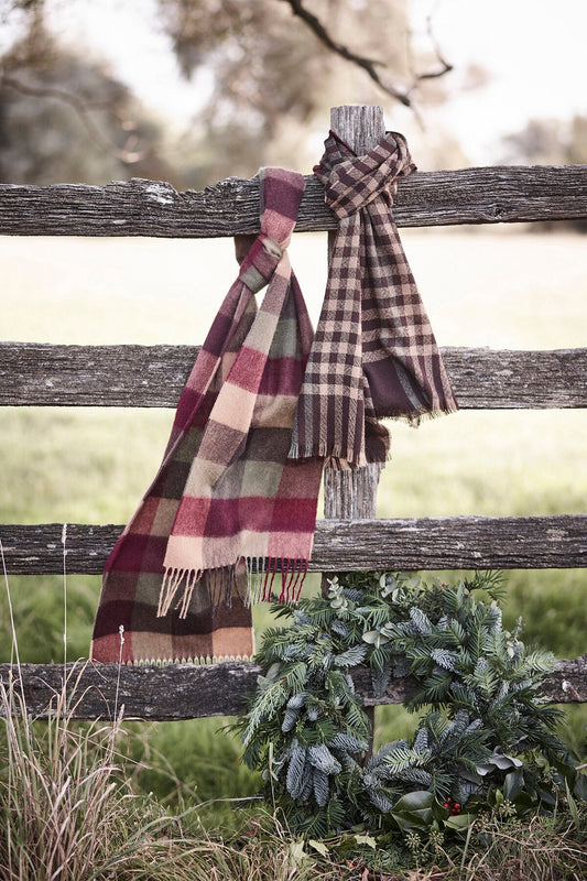 Large Tattersall Scarf - TAWNY PORT