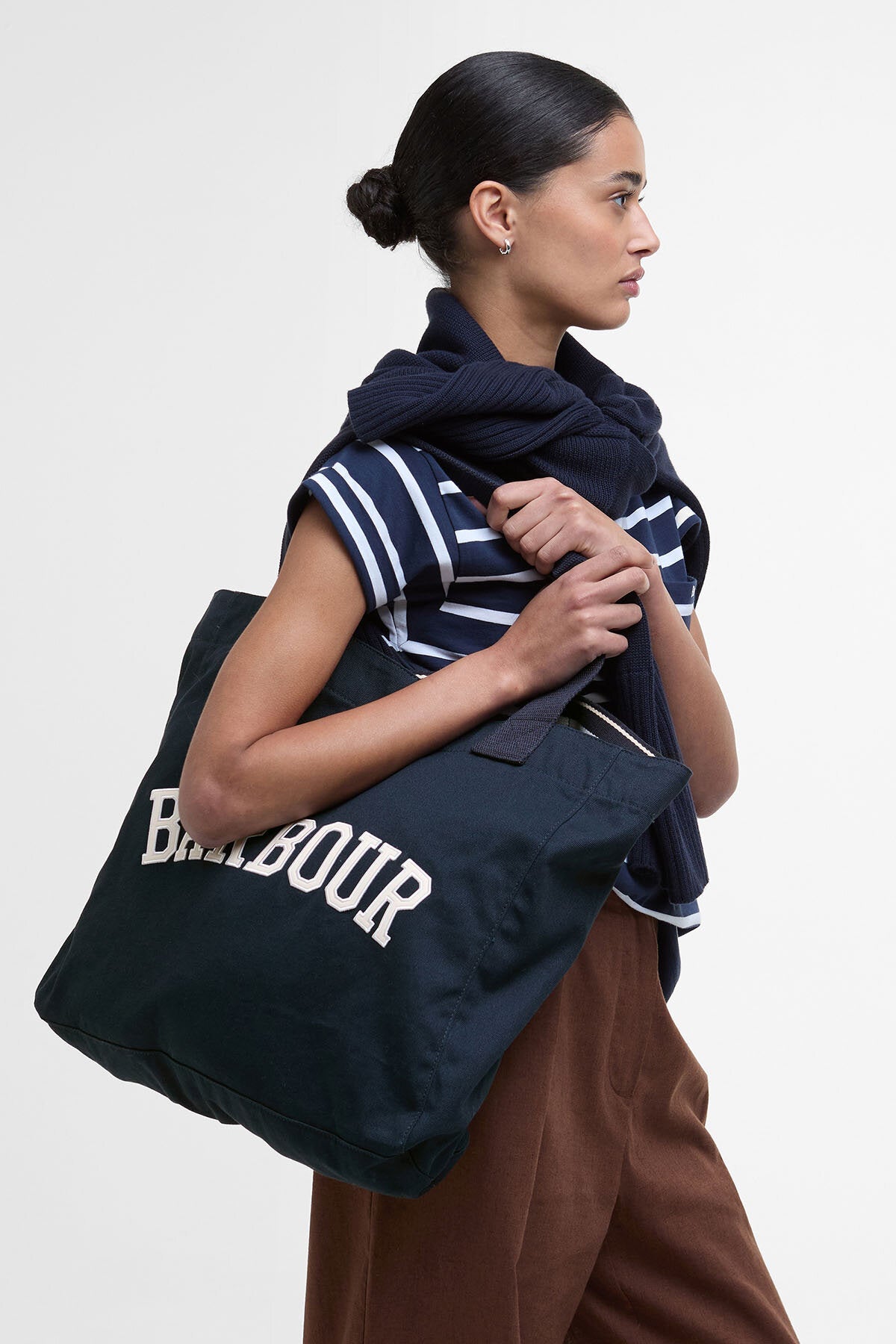 Logo Beach Bag - NAVY/STONE