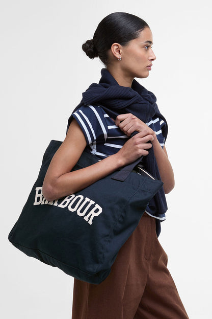 Logo Beach Bag - NAVY/STONE