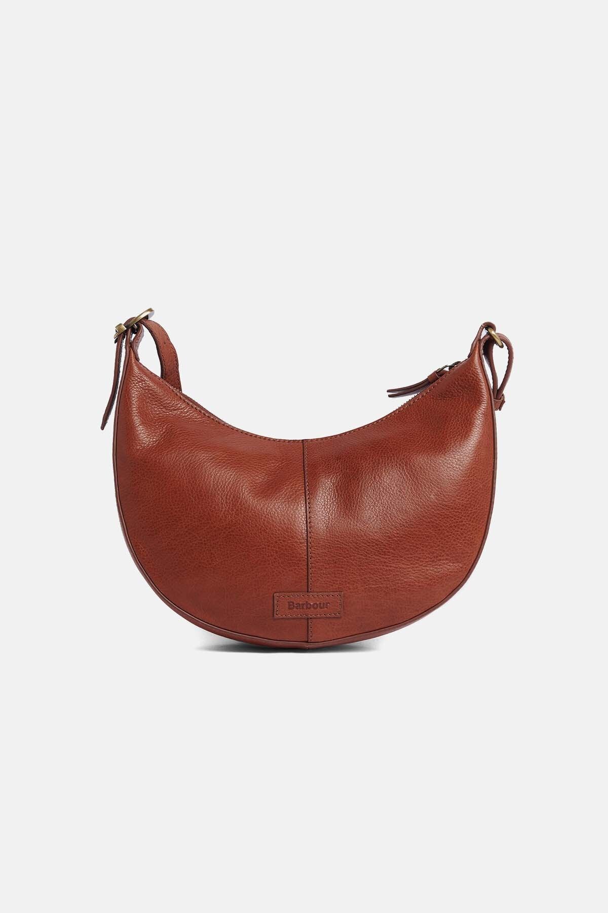 Laire Leather Half-Moon Bag - BROWN