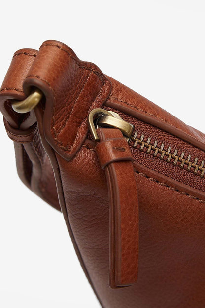 Laire Leather Half-Moon Bag - BROWN