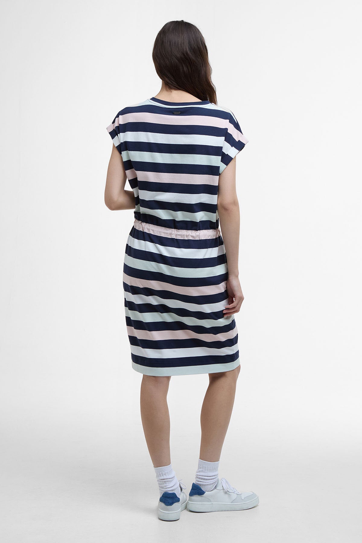 Marloes Striped T-Shirt Dress - NAVY/PALE AQUA STRIP