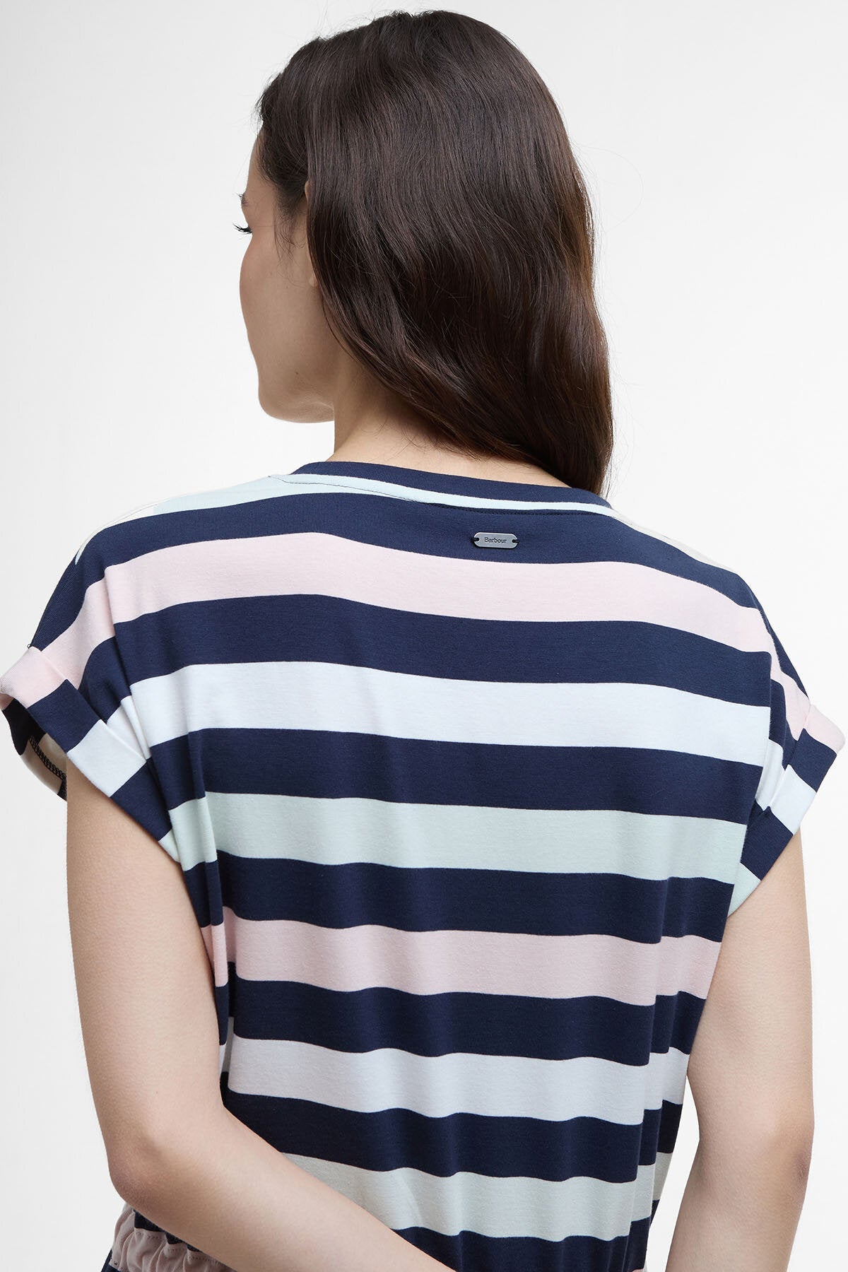 Marloes Striped T-Shirt Dress - NAVY/PALE AQUA STRIP
