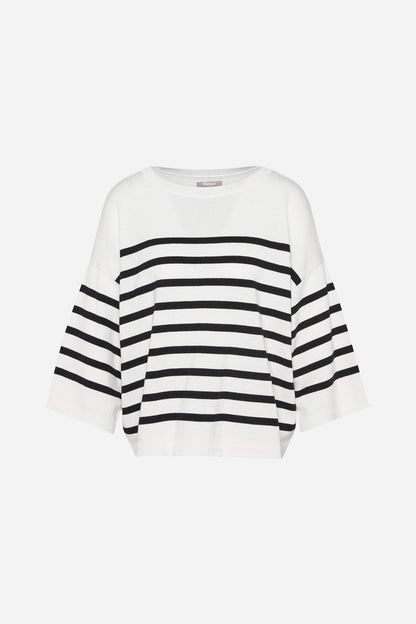 Renfew Crew Neck Jumper - CLOUD/BLACK STRIPE