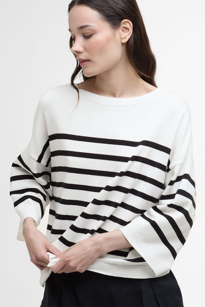Renfew Crew Neck Jumper - CLOUD/BLACK STRIPE