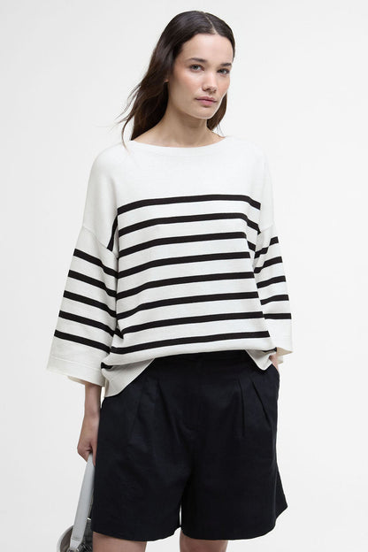 Renfew Crew Neck Jumper - CLOUD/BLACK STRIPE