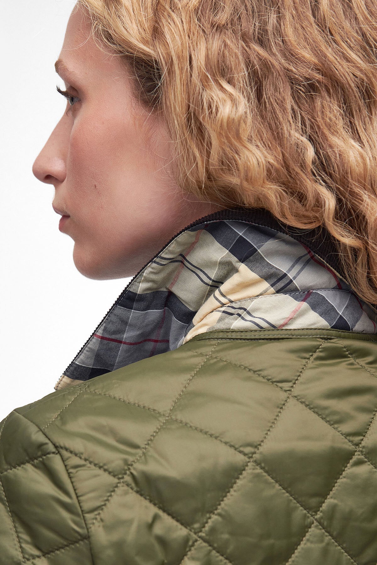 Deveron Quilted Jacket - OLIVE/PALE PINK