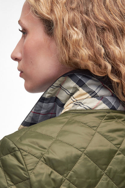 Deveron Quilted Jacket - OLIVE/PALE PINK