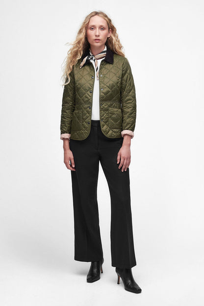 Deveron Quilted Jacket - OLIVE/PALE PINK