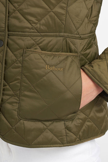 Deveron Quilted Jacket - OLIVE/PALE PINK