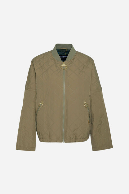 Emlyn Quilted Bomber Jacket - DUSKY GREEN/ANCIENT