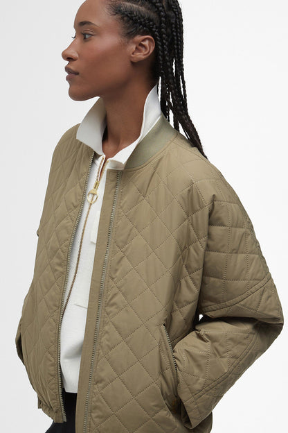 Emlyn Quilted Bomber Jacket - DUSKY GREEN/ANCIENT