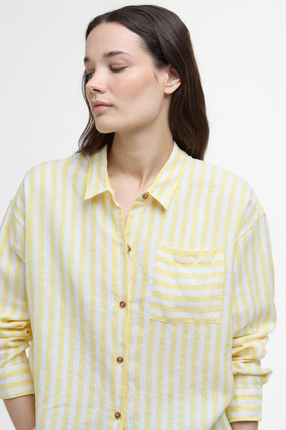 Annie Striped Linen Shirt - SUNRAY YELLOW STRIPE