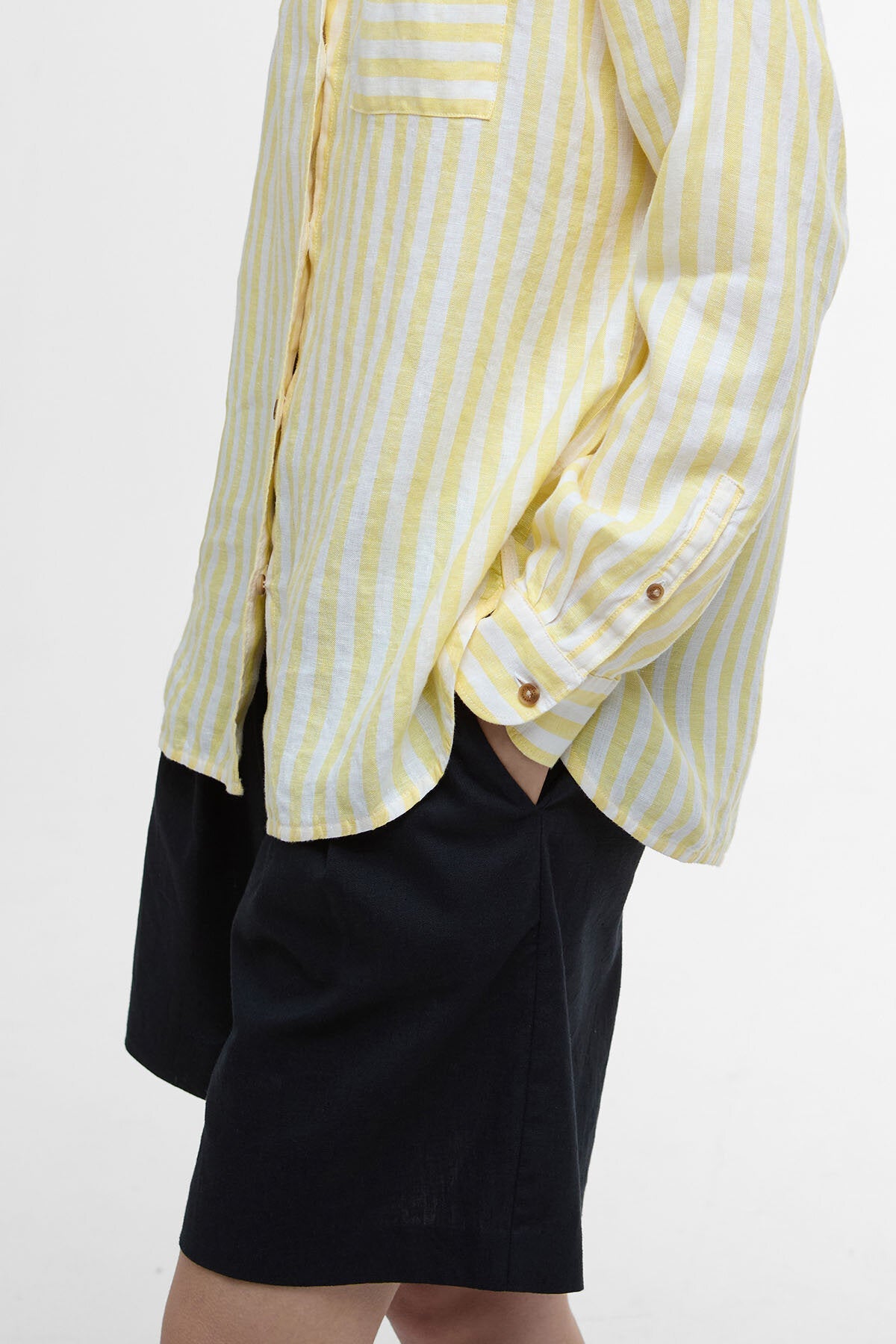 Annie Striped Linen Shirt - SUNRAY YELLOW STRIPE