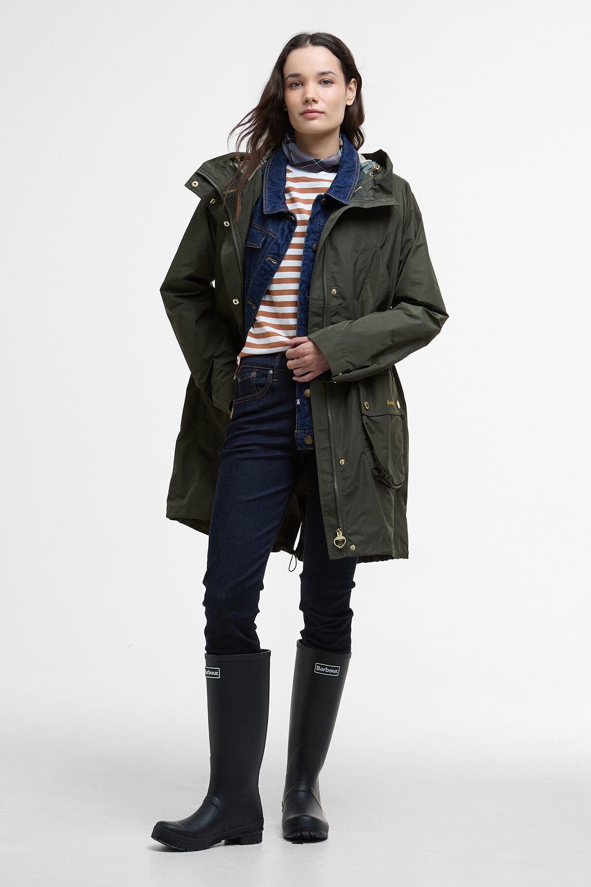 Una Showerproof Parka - OLIVE/ANCIENT TARTAN