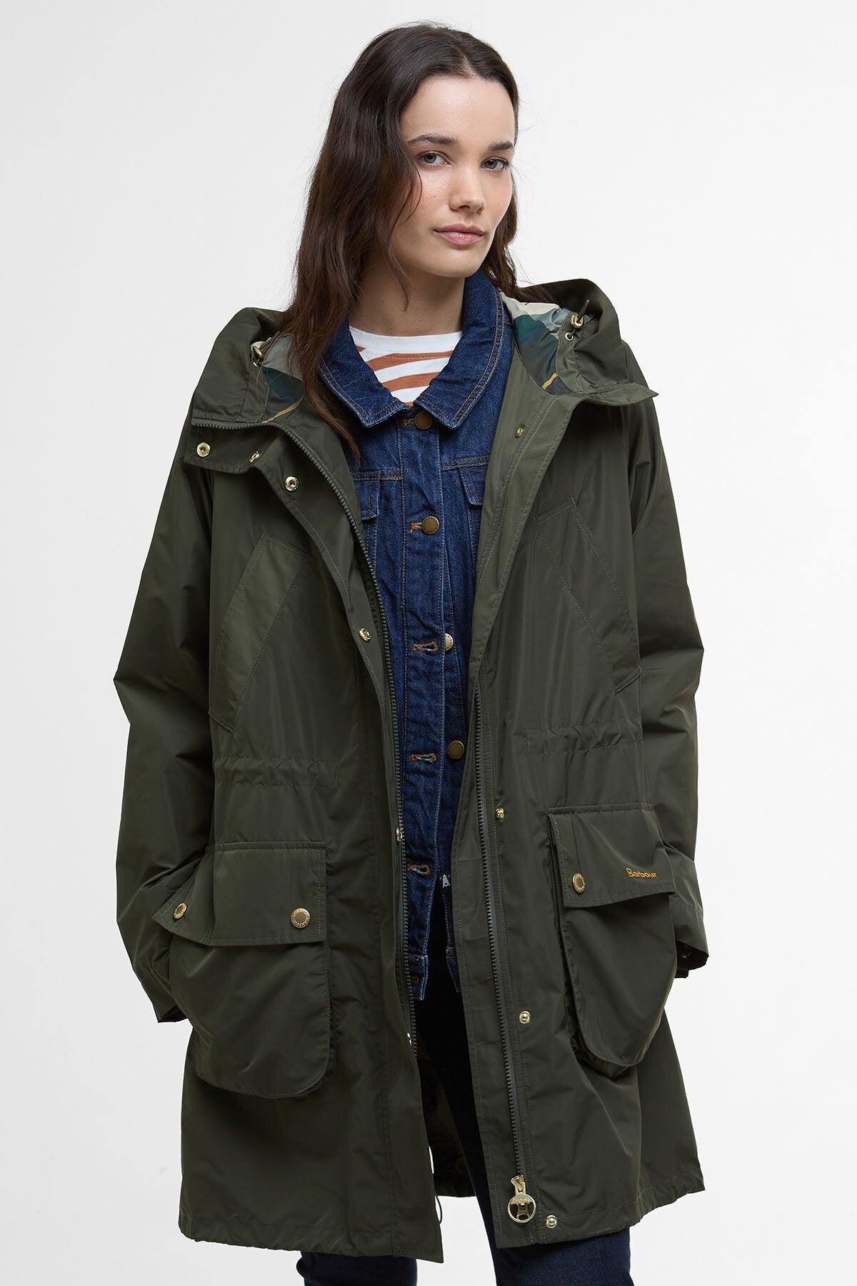 Una Showerproof Parka - OLIVE/ANCIENT TARTAN