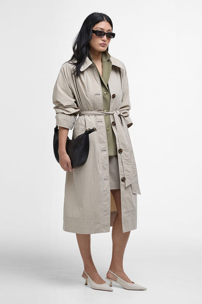 Garbo Showerproof Trench Coat - LIGHT SAND/ROSEMARY