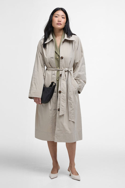 Garbo Showerproof Trench Coat - LIGHT SAND/ROSEMARY