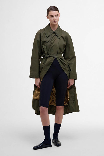 The Edit by Alexa Harley Showerproof Trench Coat - HIGHLAND OLIVE/SAND