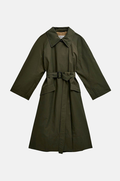 The Edit by Alexa Harley Showerproof Trench Coat - HIGHLAND OLIVE/SAND