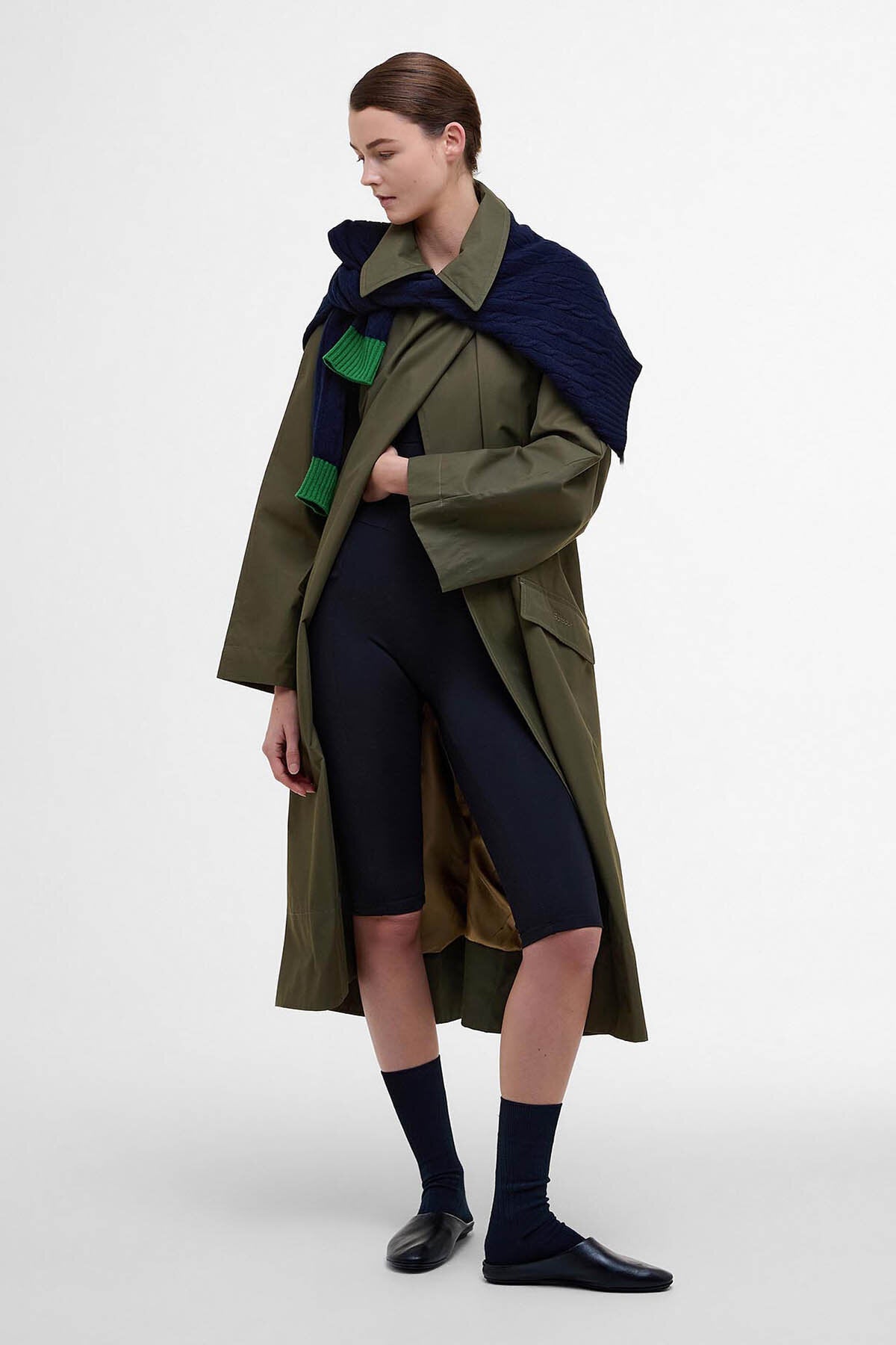 The Edit by Alexa Harley Showerproof Trench Coat - HIGHLAND OLIVE/SAND
