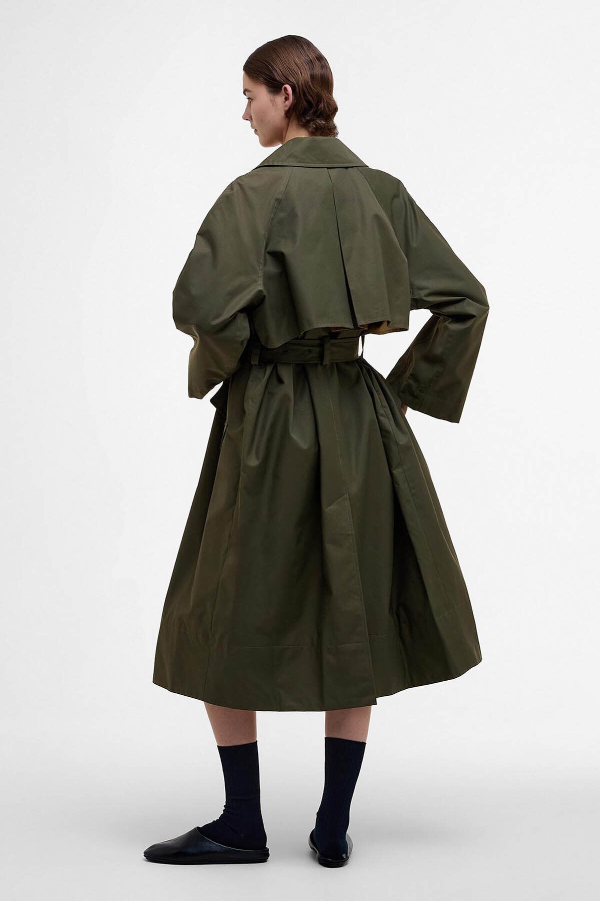 The Edit by Alexa Harley Showerproof Trench Coat - HIGHLAND OLIVE/SAND