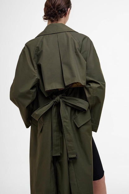 The Edit by Alexa Harley Showerproof Trench Coat - HIGHLAND OLIVE/SAND