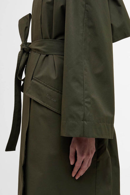 The Edit by Alexa Harley Showerproof Trench Coat - HIGHLAND OLIVE/SAND