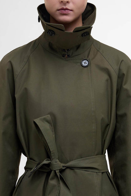 The Edit by Alexa Harley Showerproof Trench Coat - HIGHLAND OLIVE/SAND