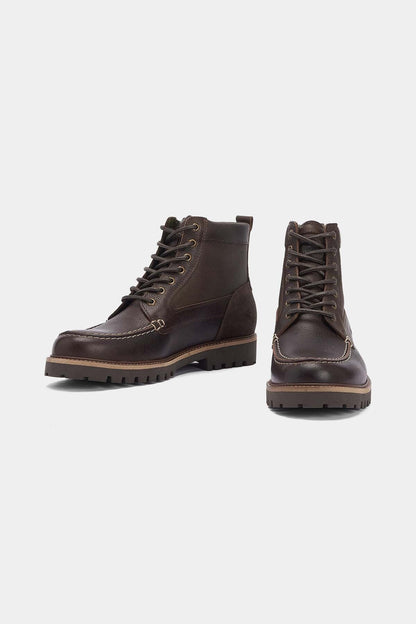 Sheene Moc Toe Derby Boots - BROWN