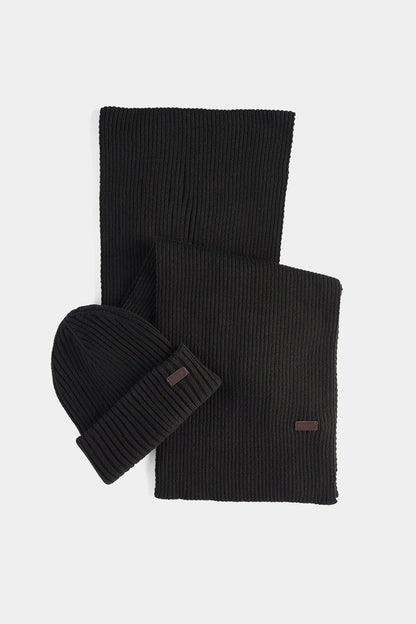 Crimdon Beanie & Scarf Gift Set - BLACK