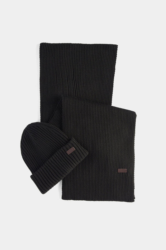 Crimdon Beanie & Scarf Gift Set - BLACK
