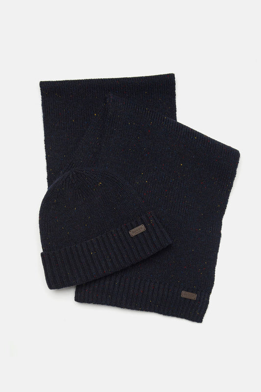 Carlton Fleck Beanie & Scarf Gift Set - NAVY