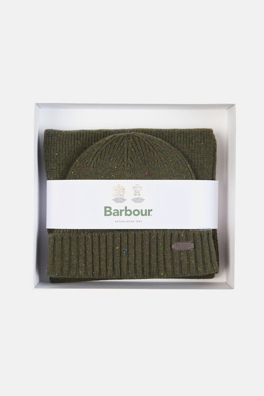 Carlton Fleck Beanie & Scarf Gift Set - OLIVE