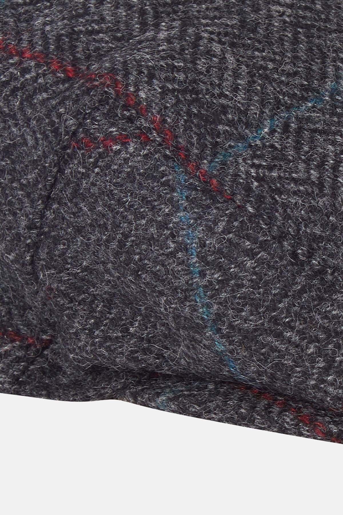 Crieff Flat Cap - CHARCOAL RED BLUE