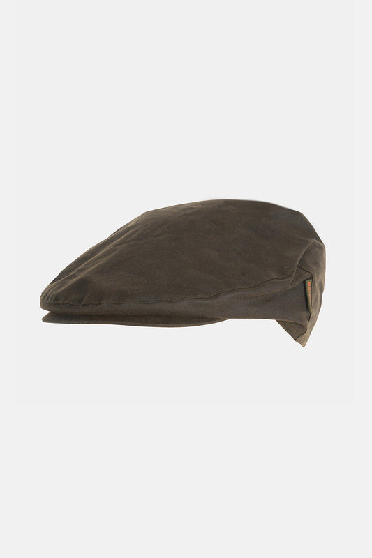 Cheviot Wax Flat Cap - OLIVE