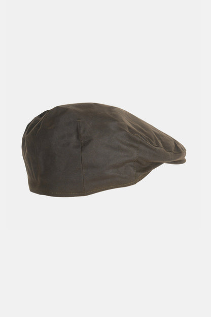 Cheviot Wax Flat Cap - OLIVE