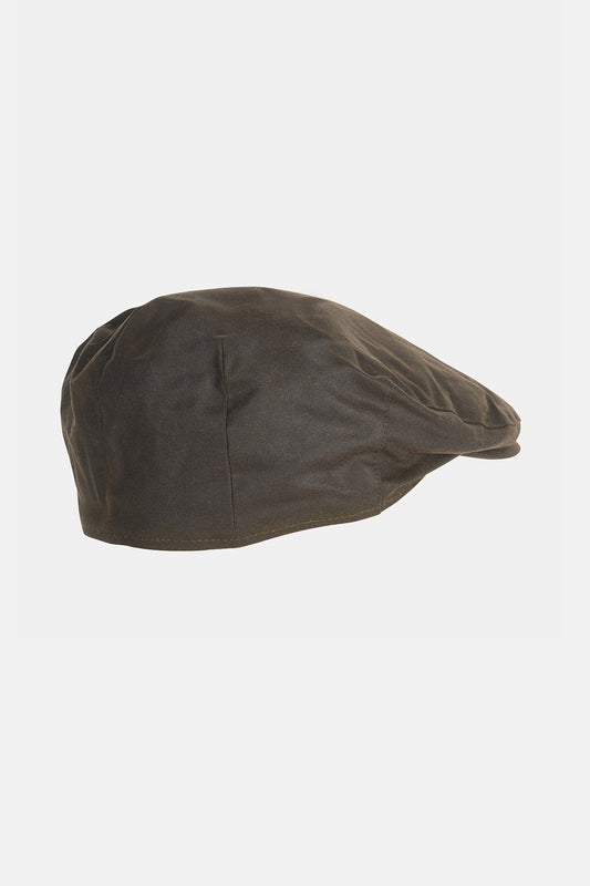 Cheviot Wax Flat Cap - OLIVE