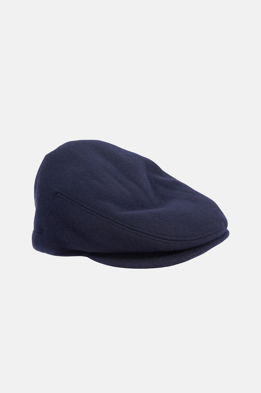Waxed Cotton Flat Cap - NAVY