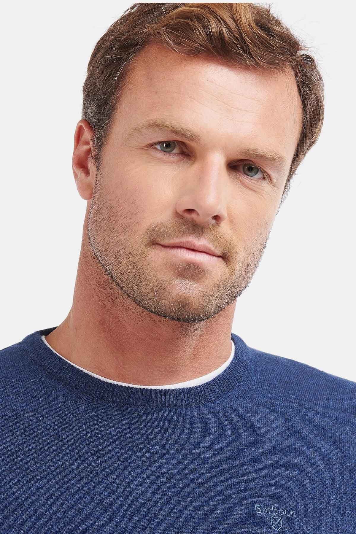 Crew Neck Wool Sweater - DEEP BLUE