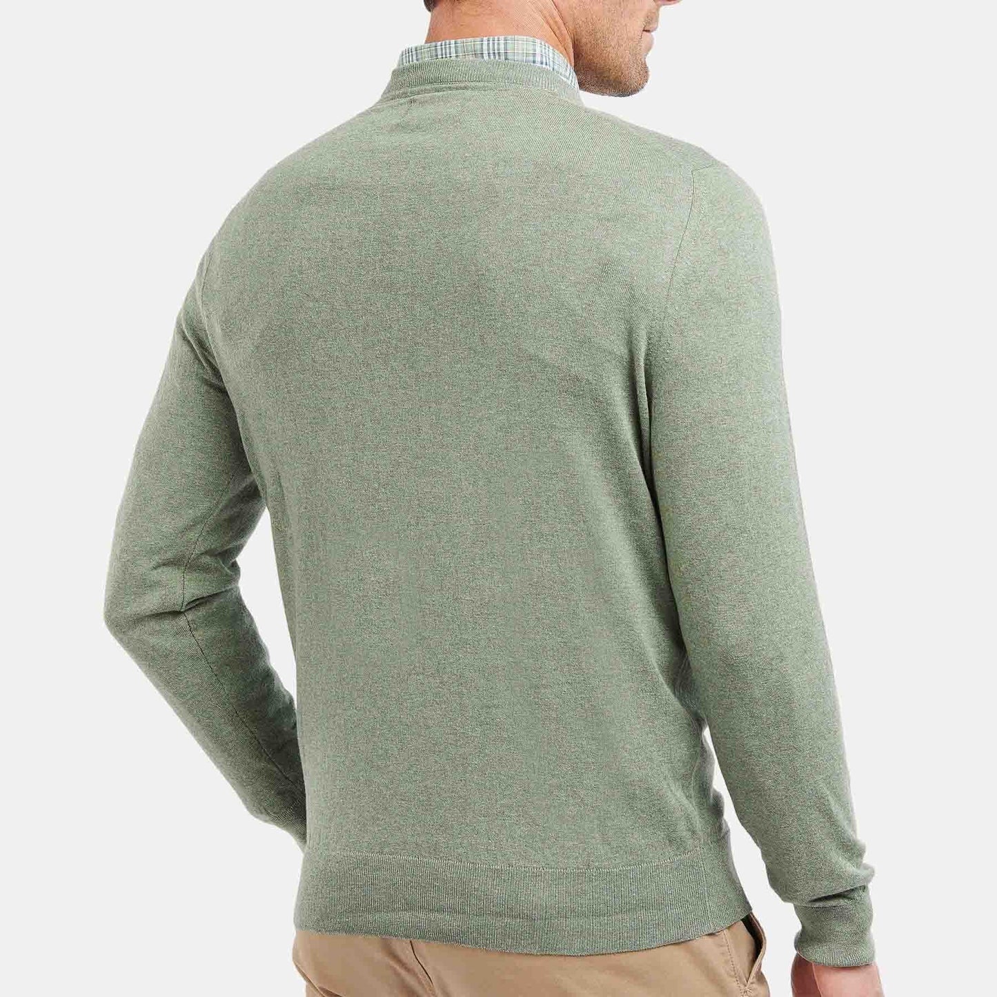 Light cotton Crew-Neck Sweater - LIGHT MOSS