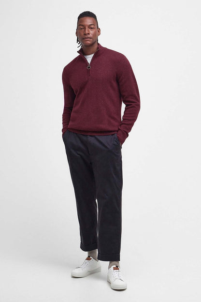 Essential Tisbury Half Zip Knitted Jumper - RUBY
